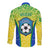 Brazil Football Long Sleeve Button Shirt Brasil Leopard Pattern - Wonder Print Shop