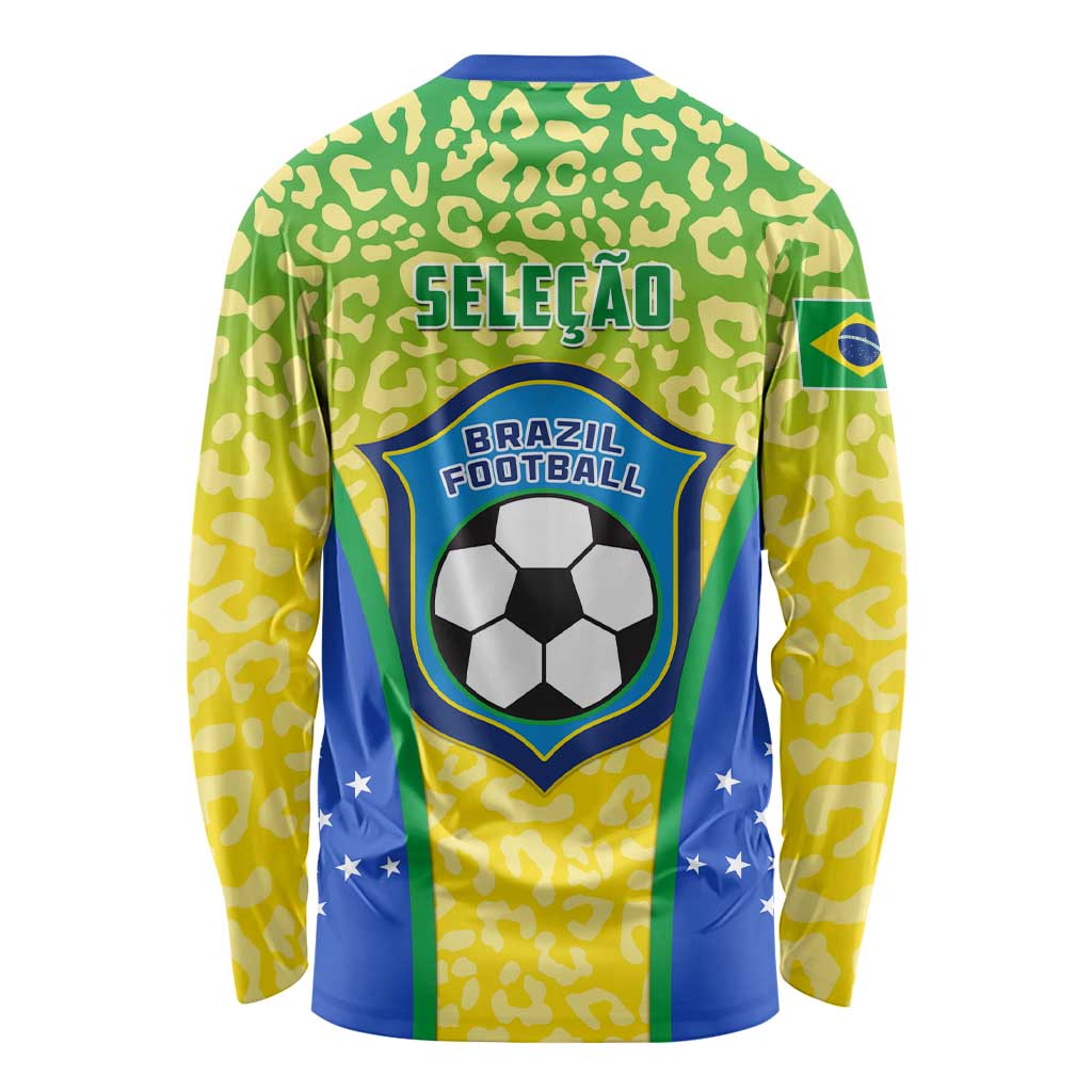 Brazil football long sleeve shirt with leopard print, SELEÇÃO and soccer crest