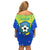 Brazil Football Off Shoulder Short Dress Brasil Leopard Pattern - Wonder Print Shop