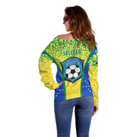 Brazil Football Off Shoulder Sweater Brasil Leopard Pattern - Wonder Print Shop