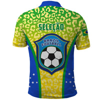 Brazil Football Polo Shirt Brasil Leopard Pattern - Wonder Print Shop