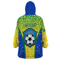 Brazil Football Wearable Blanket Hoodie Brasil Leopard Pattern - Wonder Print Shop