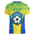 Brazil Football Women V Neck T Shirt Brasil Leopard Pattern - Wonder Print Shop