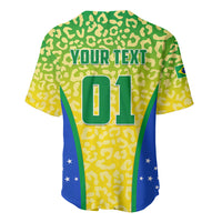 Personalised Brazil Football Baseball Jersey Brasil Leopard Pattern - Wonder Print Shop