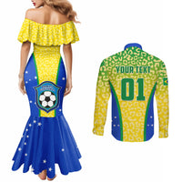 Matching mermaid dress and button-up shirt, dress back off-shoulder; shirt back shows YOUR TEXT 01