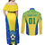Personalised Brazil Football Couples Matching Off Shoulder Maxi Dress and Long Sleeve Button Shirts Brasil Leopard Pattern - Wonder Print Shop