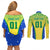 Personalised Brazil Football Couples Matching Off Shoulder Short Dress and Long Sleeve Button Shirts Brasil Leopard Pattern - Wonder Print Shop