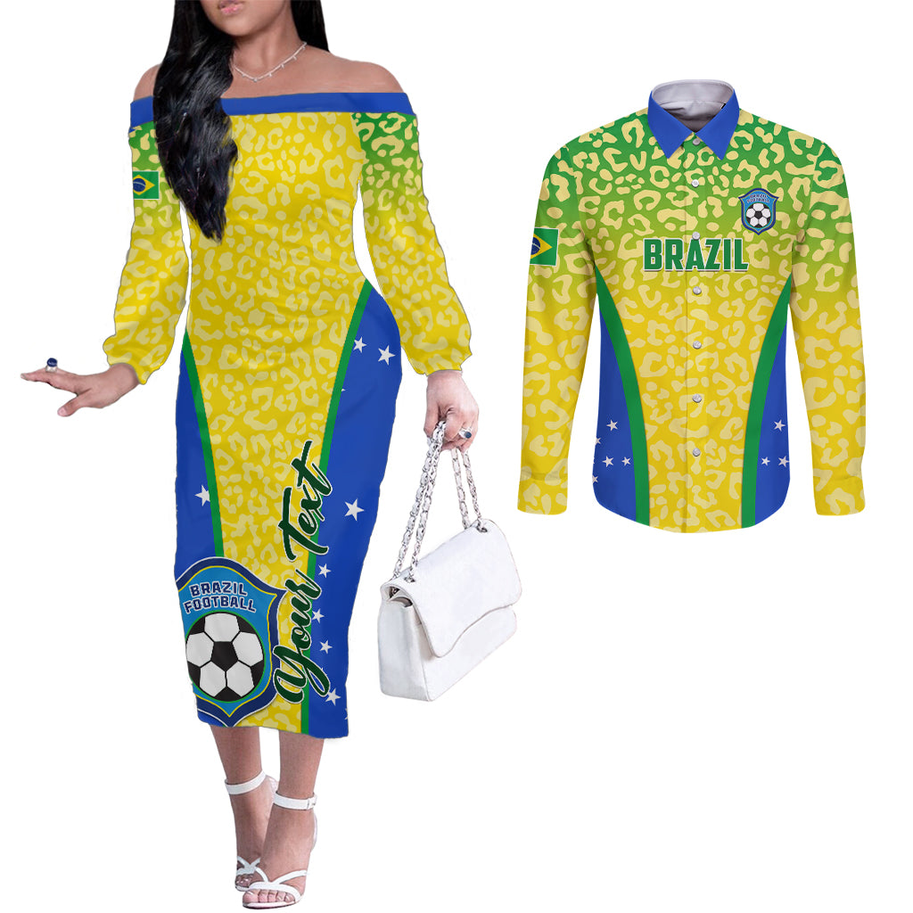personalised-brazil-football-couples-matching-off-the-shoulder-long-sleeve-dress-and-long-sleeve-button-shirts-brasil-leopard-pattern