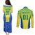 Personalised Brazil Football Couples Matching Puletasi Dress and Long Sleeve Button Shirts Brasil Leopard Pattern - Wonder Print Shop