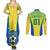 Personalised Brazil Football Couples Matching Summer Maxi Dress and Long Sleeve Button Shirts Brasil Leopard Pattern - Wonder Print Shop