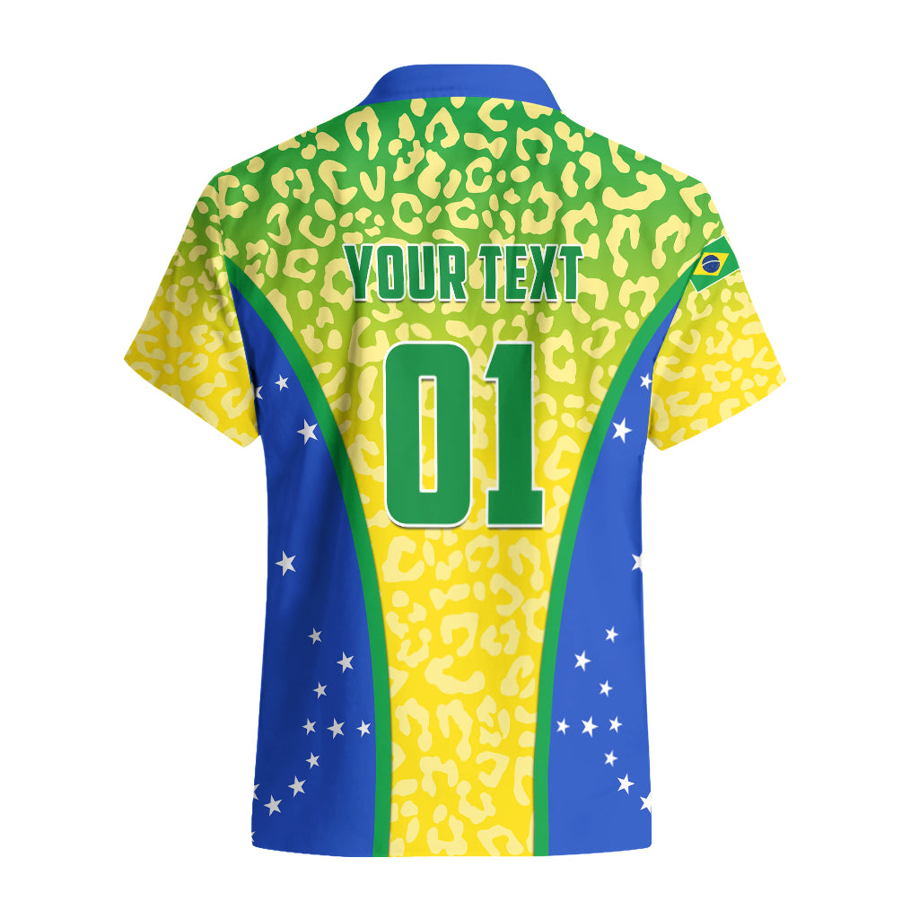 Personalised Brazil Football Hawaiian Shirt Brasil Leopard Pattern - Wonder Print Shop