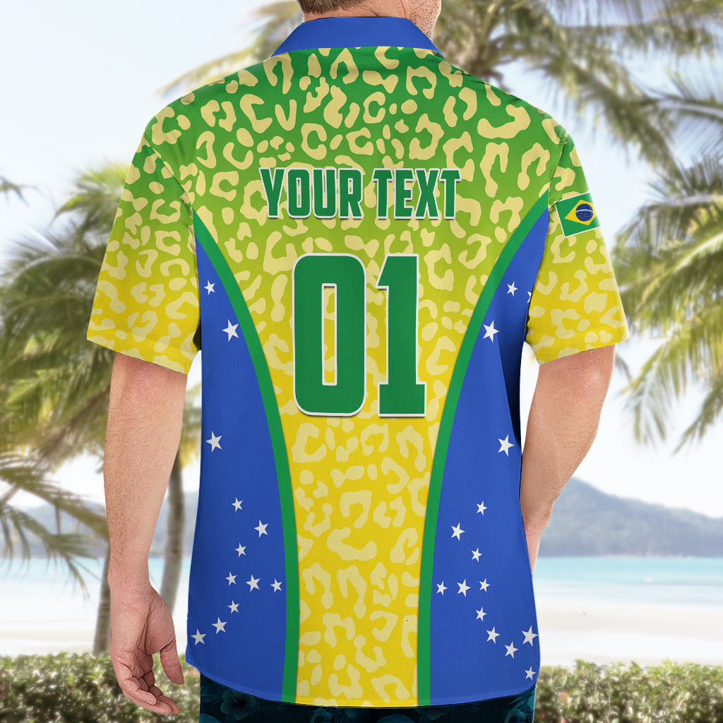Personalised Brazil Football Hawaiian Shirt Brasil Leopard Pattern - Wonder Print Shop