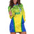Personalised Brazil Football Hoodie Dress Brasil Leopard Pattern - Wonder Print Shop