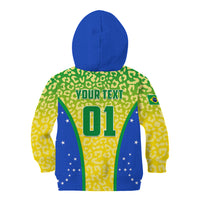 Personalised Brazil Football Kid Hoodie Brasil Leopard Pattern - Wonder Print Shop