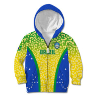 Personalised Brazil Football Kid Hoodie Brasil Leopard Pattern - Wonder Print Shop