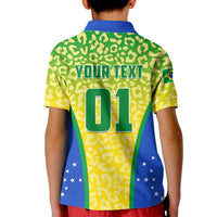 Personalised Brazil Football Kid Polo Shirt Brasil Leopard Pattern - Wonder Print Shop