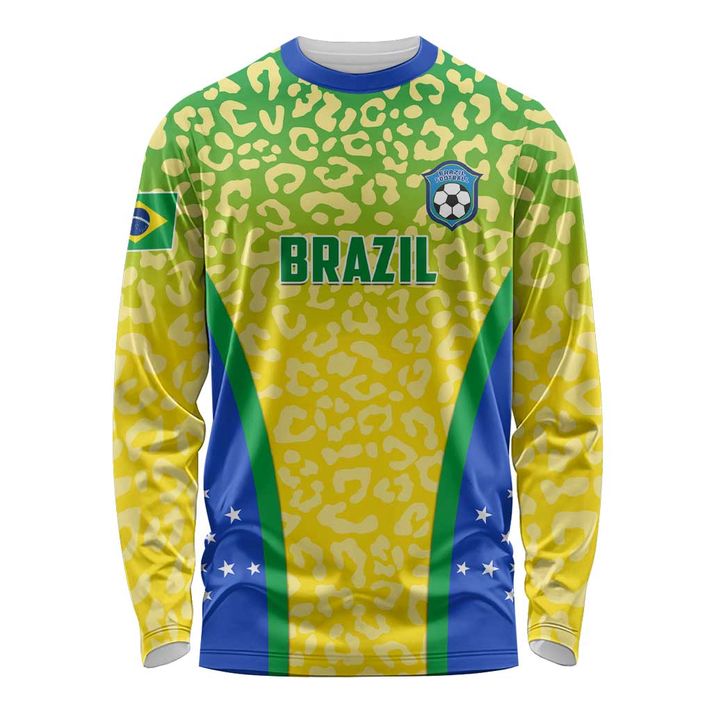 Personalised Brazil Football Long Sleeve Shirt Brasil Leopard Pattern LT01