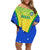 Personalised Brazil Football Off Shoulder Short Dress Brasil Leopard Pattern - Wonder Print Shop