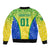 Personalised Brazil Football Sleeve Zip Bomber Jacket Brasil Leopard Pattern - Wonder Print Shop
