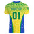 Personalised Brazil Football Women V Neck T Shirt Brasil Leopard Pattern - Wonder Print Shop