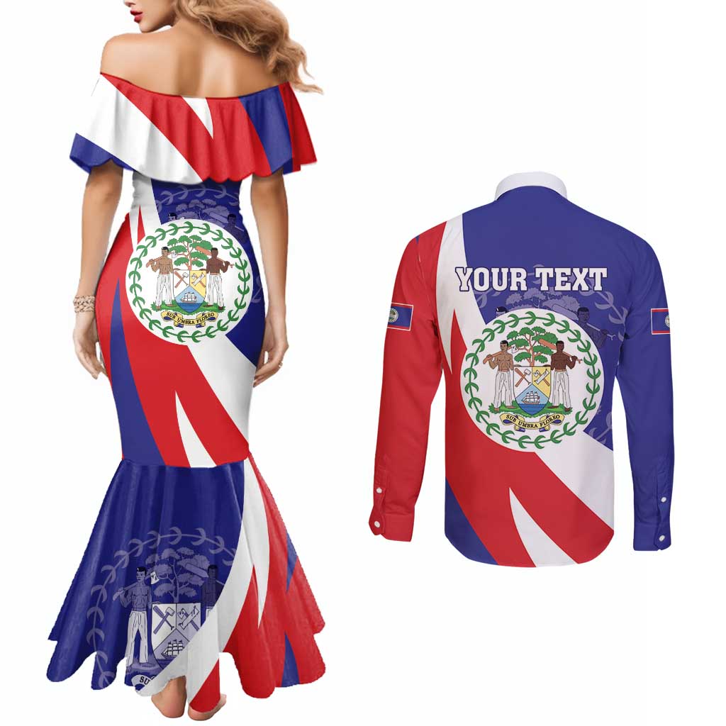 Belize Independence Day 1981 Couples Matching Mermaid Dress and Long Sleeve Button Shirt Bileez Keel Billed Toucan