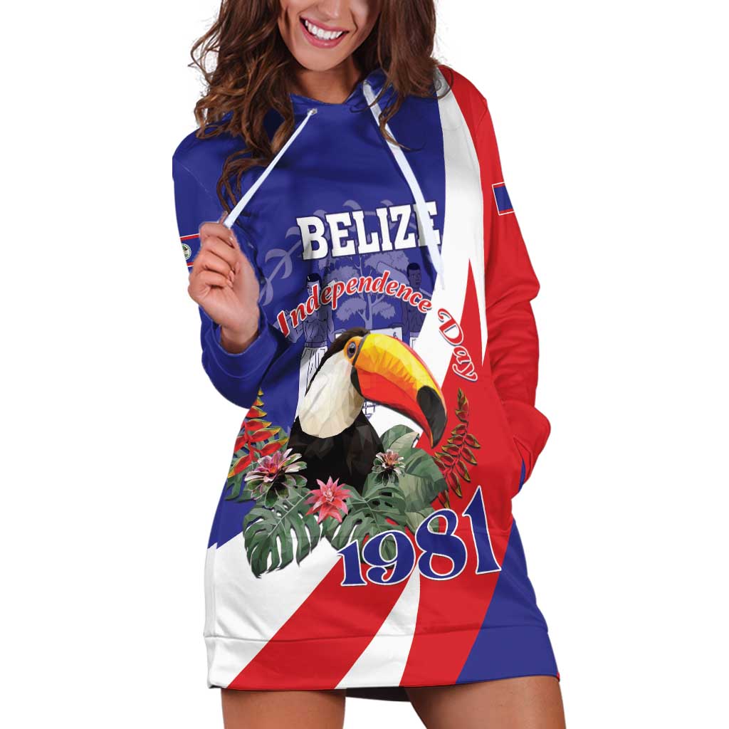 Belize Independence Day 1981 Hoodie Dress Bileez Keel Billed Toucan - Wonder Print Shop