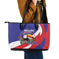 Belize Independence Day 1981 Leather Tote Bag Bileez Keel Billed Toucan - Wonder Print Shop
