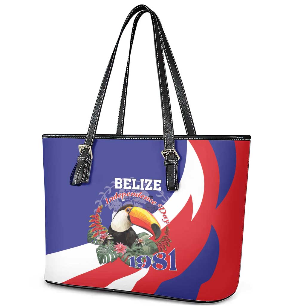 Belize Independence Day 1981 Leather Tote Bag Bileez Keel Billed Toucan - Wonder Print Shop