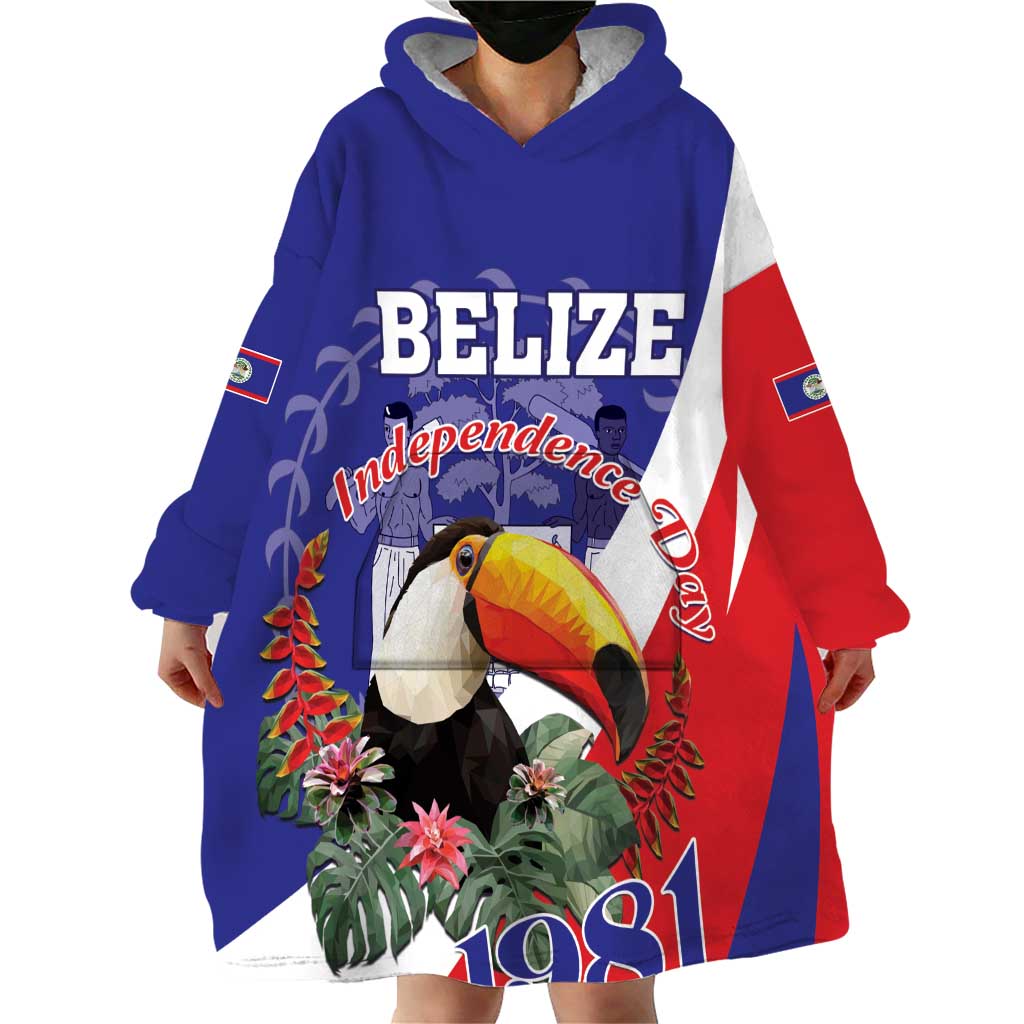Belize Independence Day 1981 Wearable Blanket Hoodie Bileez Keel Billed Toucan - Wonder Print Shop