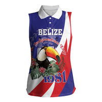 Belize Independence Day 1981 Women Sleeveless Polo Shirt Bileez Keel Billed Toucan - Wonder Print Shop