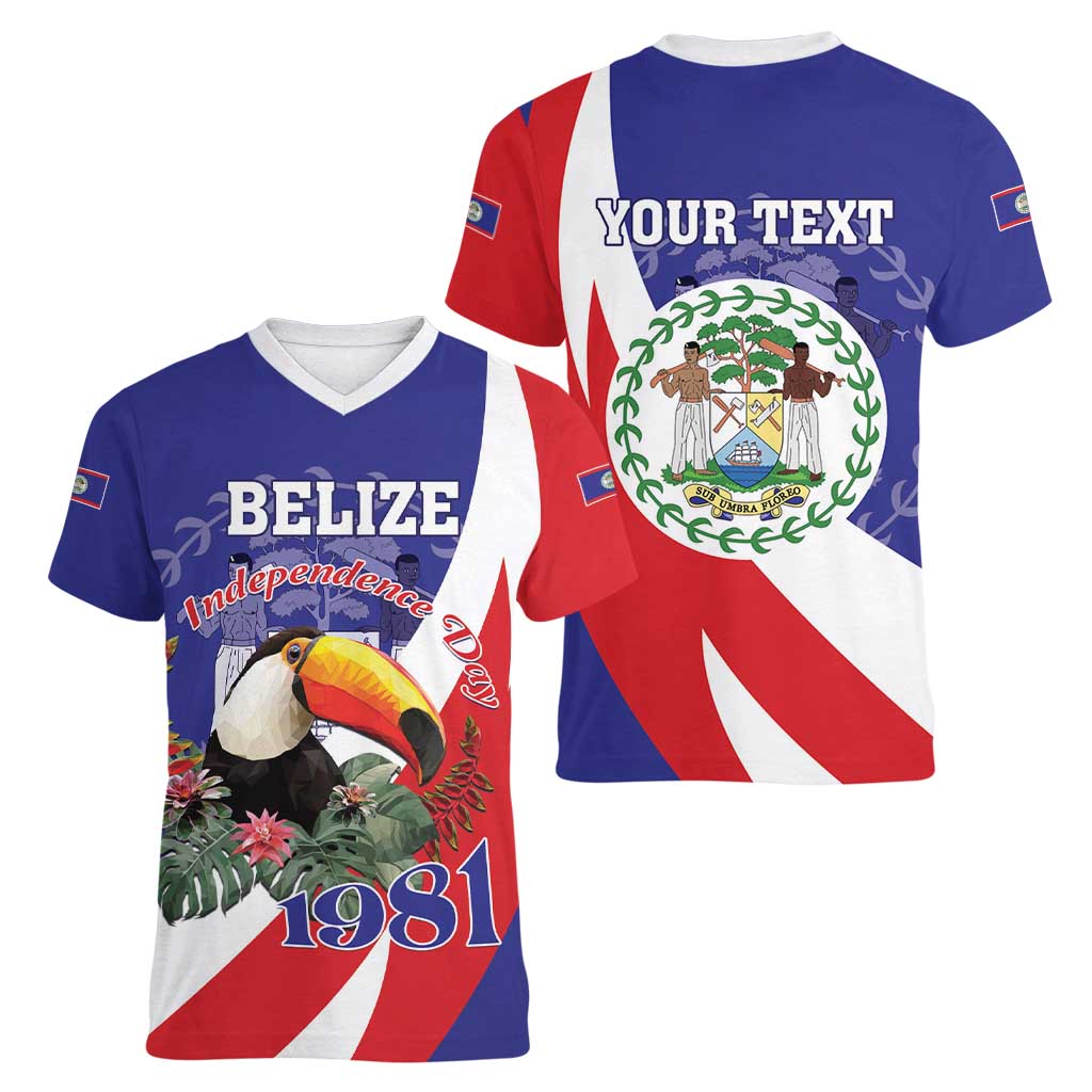 Belize Independence Day 1981 Women V-Neck T-Shirt Bileez Keel Billed Toucan - Wonder Print Shop