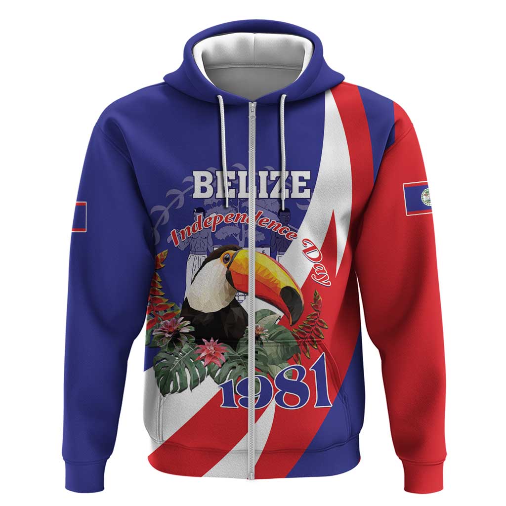 Belize Independence Day 1981 Zip Hoodie Bileez Keel Billed Toucan - Wonder Print Shop