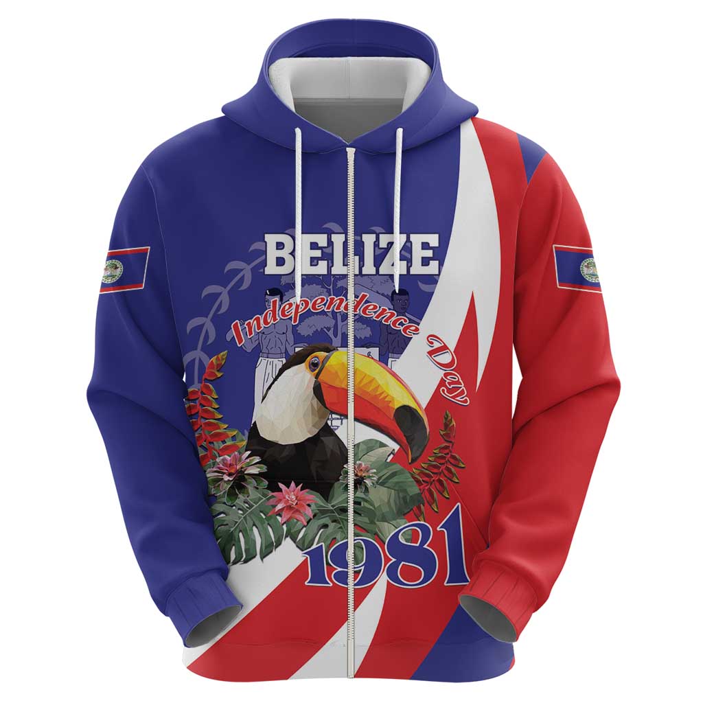 Belize Independence Day 1981 Zip Hoodie Bileez Keel Billed Toucan - Wonder Print Shop