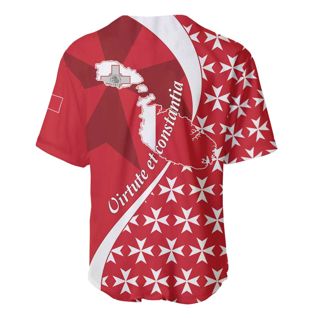 Malta Baseball Jersey Virtute et constantia Maltese Cross Pattern - Wonder Print Shop