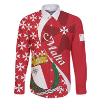 Malta Family Matching Long Sleeve Bodycon Dress and Hawaiian Shirt Virtute et constantia Maltese Cross Pattern - Wonder Print Shop