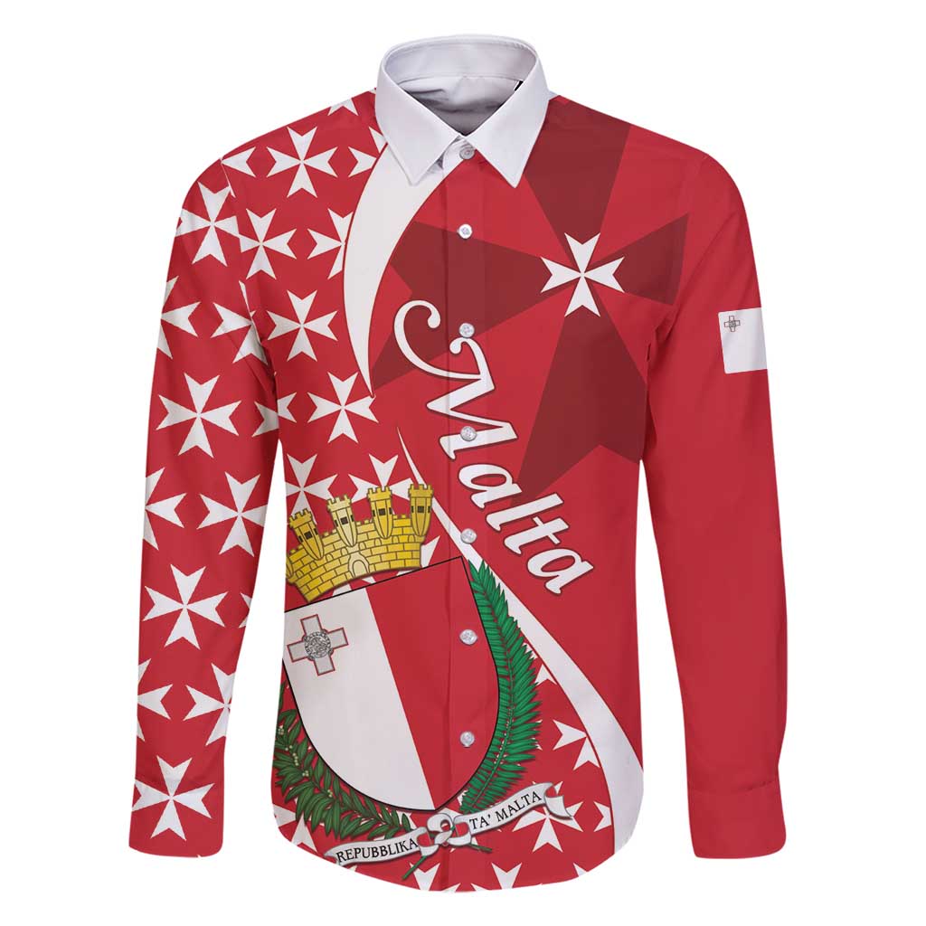 Malta Family Matching Mermaid Dress and Hawaiian Shirt Virtute et constantia Maltese Cross Pattern - Wonder Print Shop