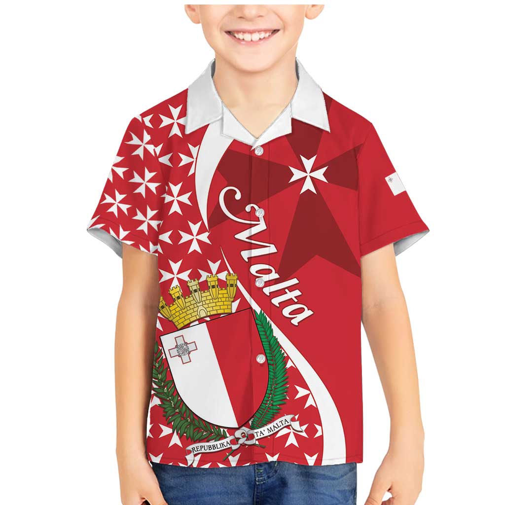 Malta Family Matching Mermaid Dress and Hawaiian Shirt Virtute et constantia Maltese Cross Pattern - Wonder Print Shop