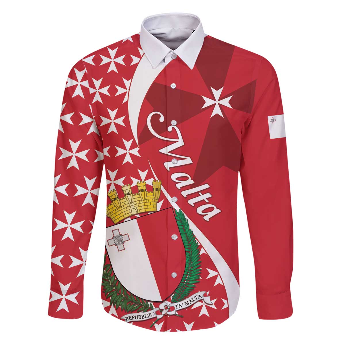 Malta Family Matching Puletasi and Hawaiian Shirt Virtute et constantia Maltese Cross Pattern - Wonder Print Shop