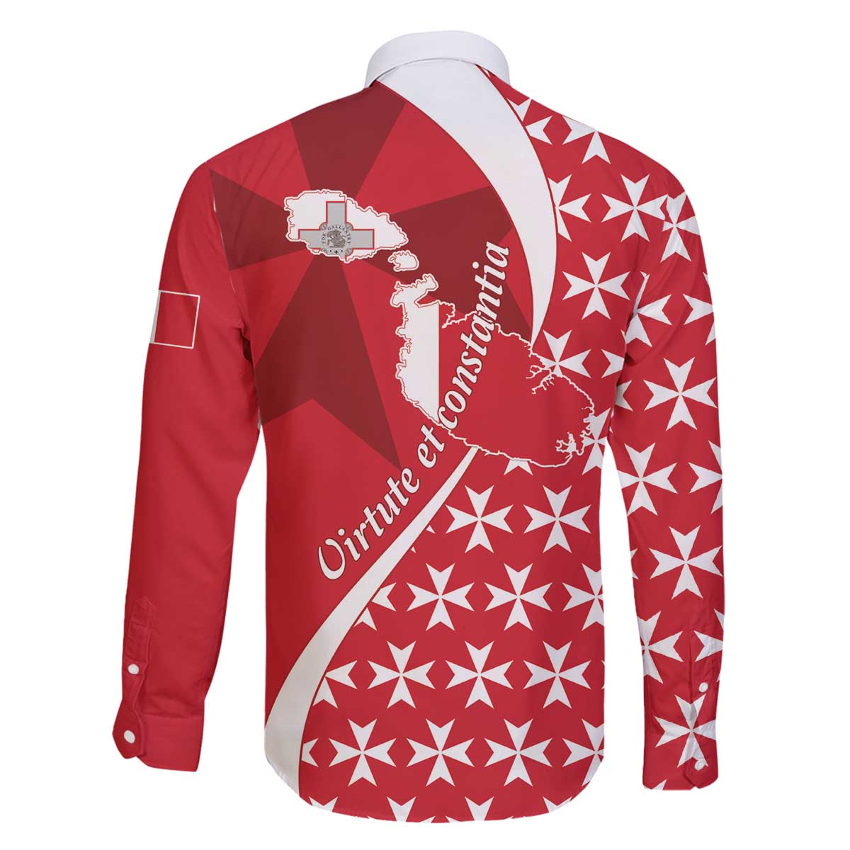Malta Family Matching Puletasi and Hawaiian Shirt Virtute et constantia Maltese Cross Pattern - Wonder Print Shop