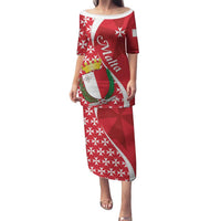 Malta Family Matching Puletasi and Hawaiian Shirt Virtute et constantia Maltese Cross Pattern - Wonder Print Shop