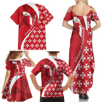 Malta Family Matching Summer Maxi Dress and Hawaiian Shirt Virtute et constantia Maltese Cross Pattern - Wonder Print Shop