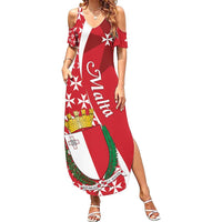 Malta Family Matching Summer Maxi Dress and Hawaiian Shirt Virtute et constantia Maltese Cross Pattern - Wonder Print Shop