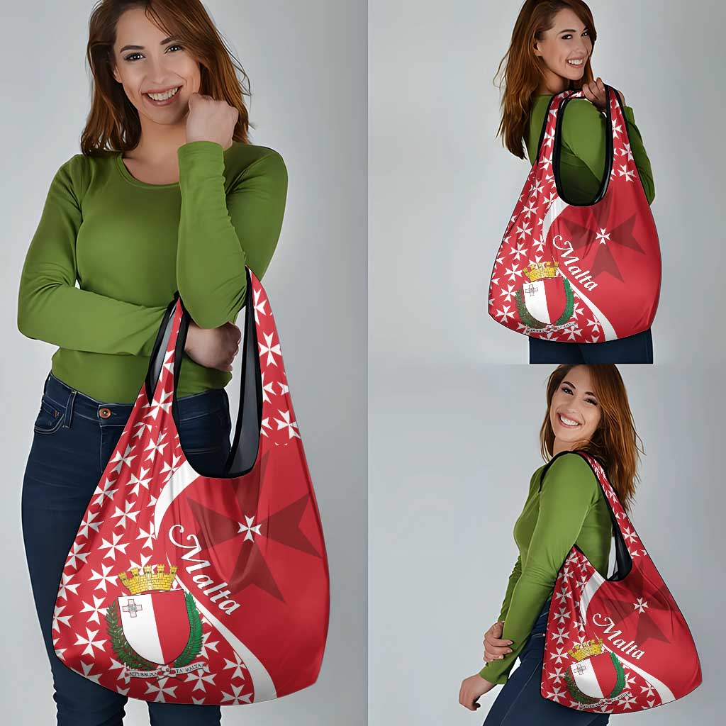 Malta Grocery Bag Virtute et constantia Maltese Cross Pattern