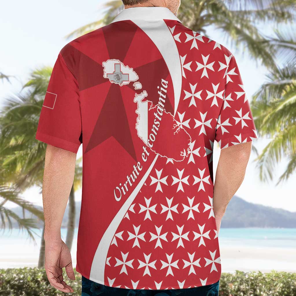 Malta Hawaiian Shirt Virtute et constantia Maltese Cross Pattern - Wonder Print Shop