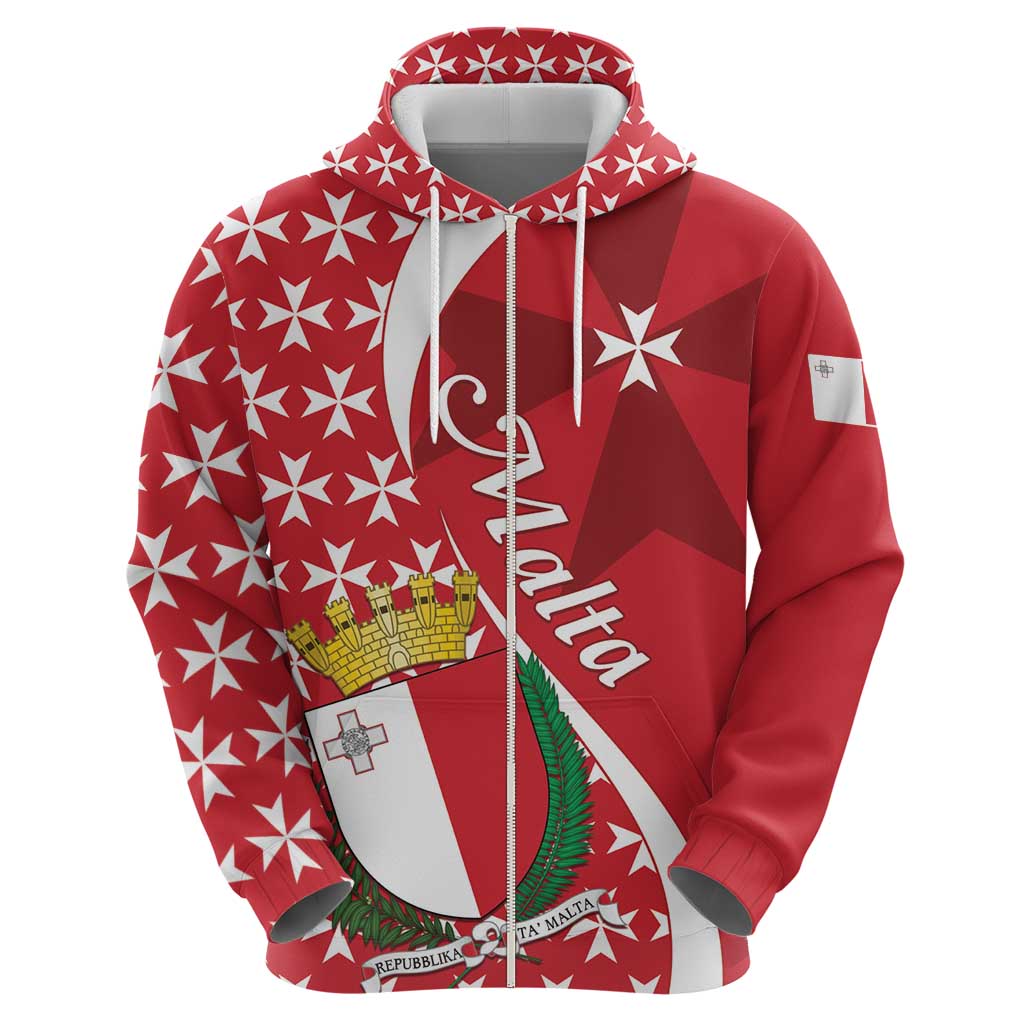 Malta Hoodie Virtute et constantia Maltese Cross Pattern - Wonder Print Shop