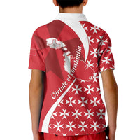 Malta Kid Polo Shirt Virtute et constantia Maltese Cross Pattern - Wonder Print Shop