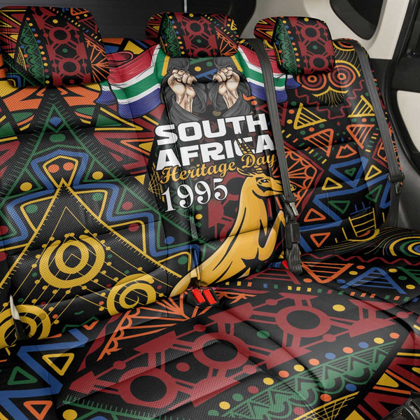 Custom South Africa Springbok Jumping Back Car Seat Cover With Kente Patterns LT18