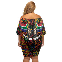 South African Heritage Day Off Shoulder Short Dress Springbok African Pattern - Wonder Print Shop