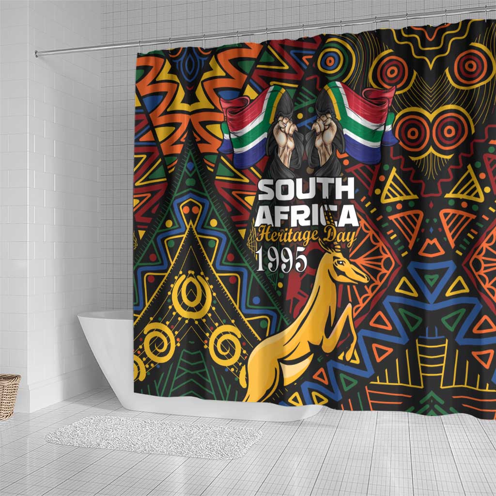 South African Heritage Day Shower Curtain Springbok African Pattern