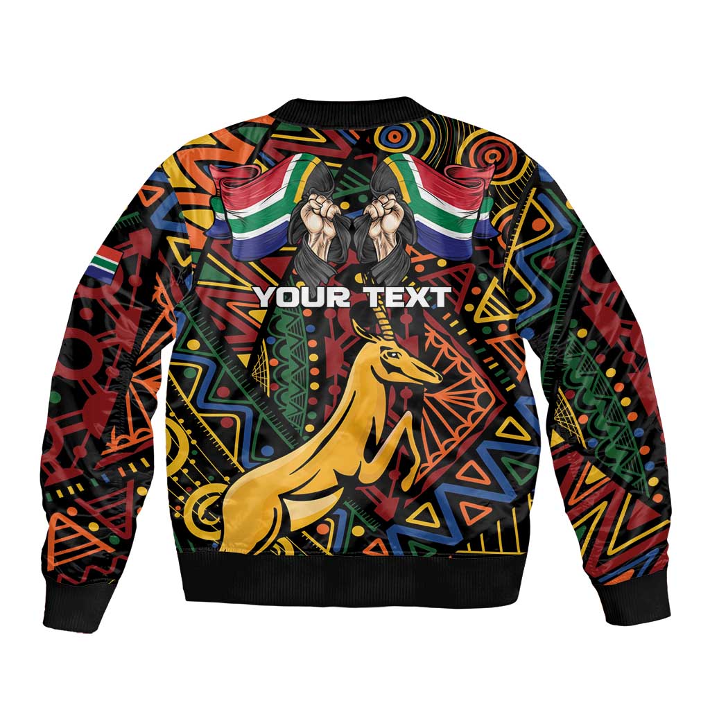South African Heritage Day Sleeve Zip Bomber Jacket Springbok African Pattern - Wonder Print Shop